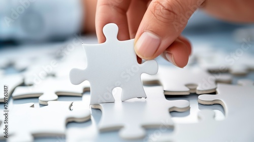A hand placing the final piece into a jigsaw puzzle