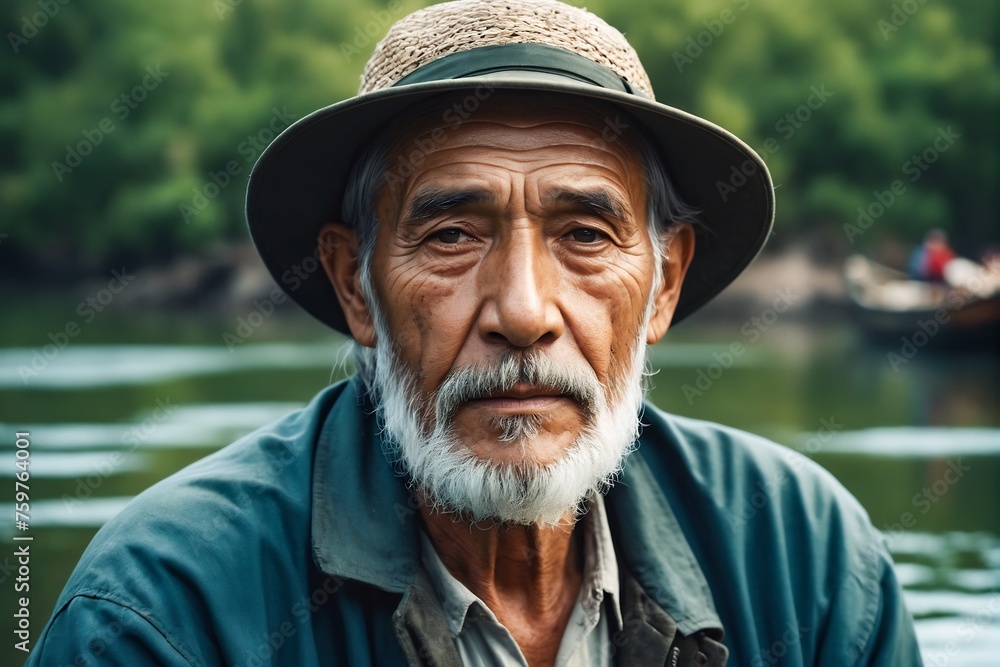 old fisherman portrait with a beard old fisherman portrait with a beard
