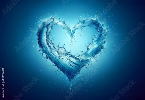 Realistic illustration for world water day with a heart shape made of water splashes.