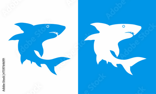 Illustration vector graphics of blue shark silhouette symbol logo template