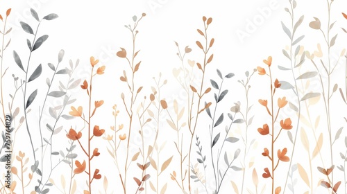 Simple small branches and small leaves in a minimalist art style.