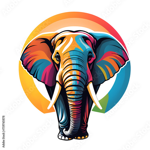Wallpaper Mural Colorful logotype of a drawn elephant on a white background Torontodigital.ca
