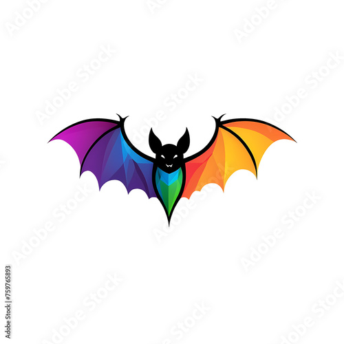 Colorful logotype of a drawn bat on a transparent background