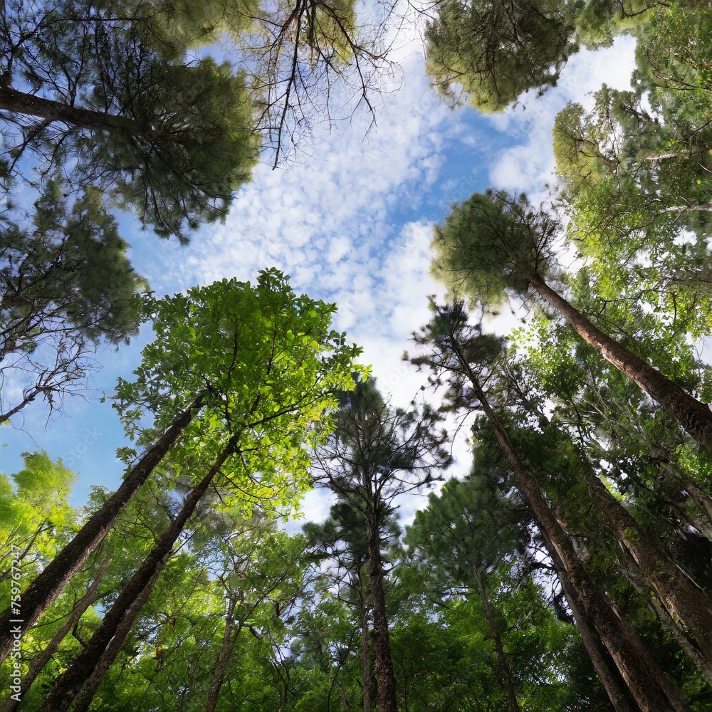 Fototapeta premium The sky as seen from the forest