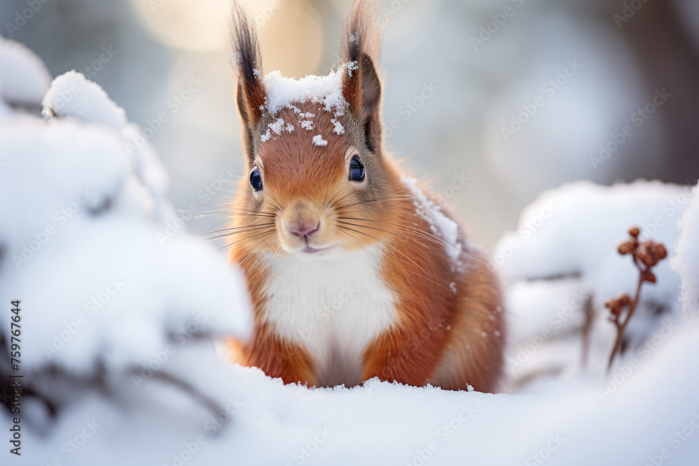 squirrel in the snow close-up squirrel in the snow close-up