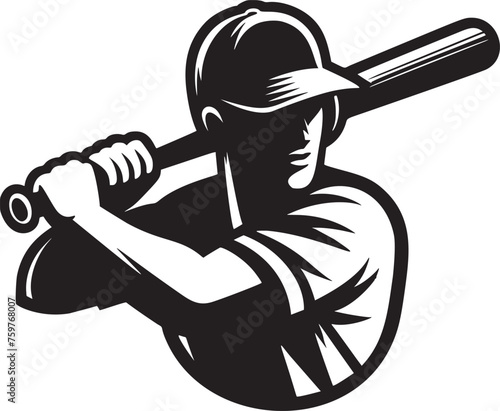 Batter Waiting with Bat Behind Back in Vector