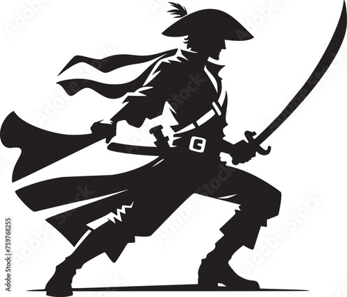 Swashbuckler Hero with Sword in Vector Art