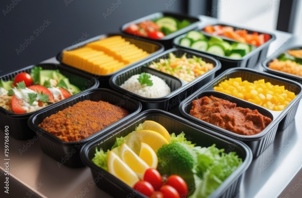 Containers with ready-made healthy food for every day that you can take with you Containers with ready-made healthy food for every day that you can take with you