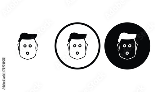 astonished emotion icon black outline for web site design 
and mobile dark mode apps 
Vector illustration on a white background