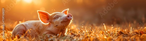 Farm pig in natural setting animal portrait countryside life rustic charm photo