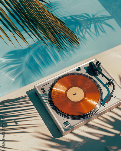 Turntable by the pool, summer time