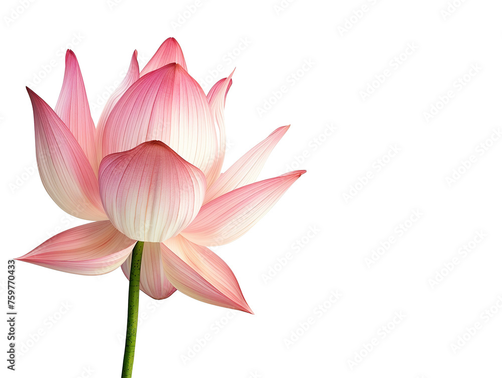 Fototapeta premium one pink lotus flower isolated on white background