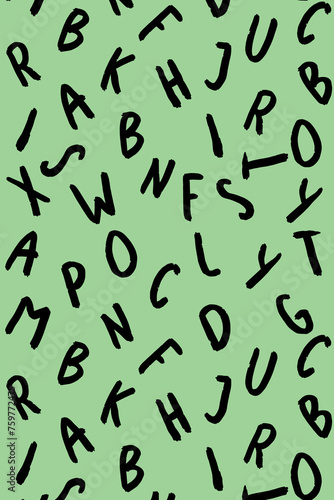 template with the image of keyboard symbols. set of letters. Surface template. pastel yellow green background. Vertical image.