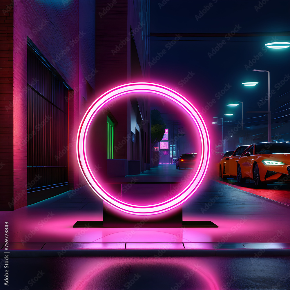Pink Luminescence: Exploring the Artistry of Pink Neon Circles(Generative AI)