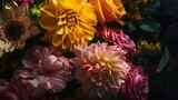 Generative AI : Beautiful flower bouquet in warm colors. Yellow and pink vivid flowers