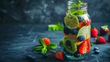 Generative AI : Detox fruit infused water. Refreshing summer homemade cocktail