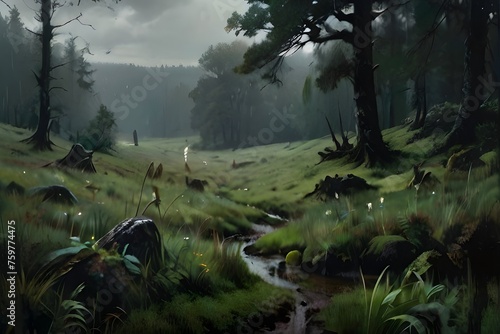 misty morning in the forest