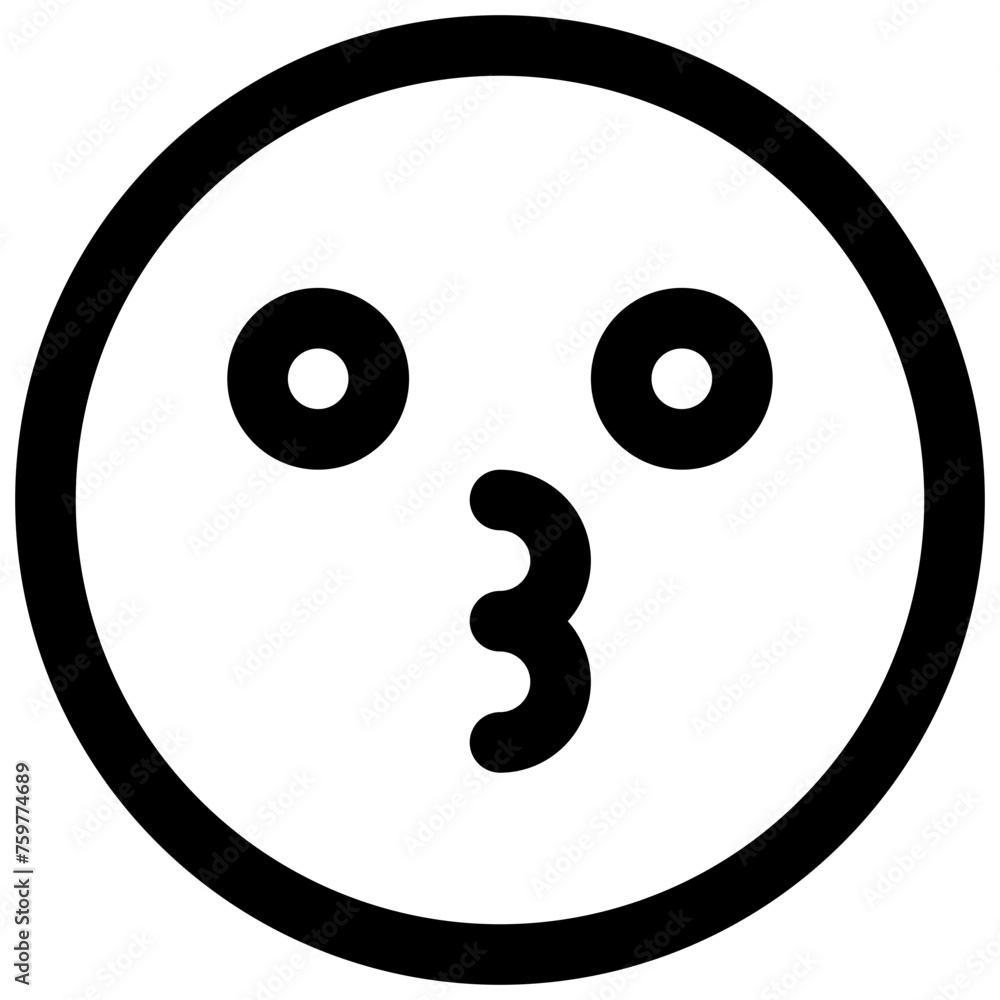 Whistling face. Editable stroke vector icon.
Whistling face. Editable stroke vector icon.