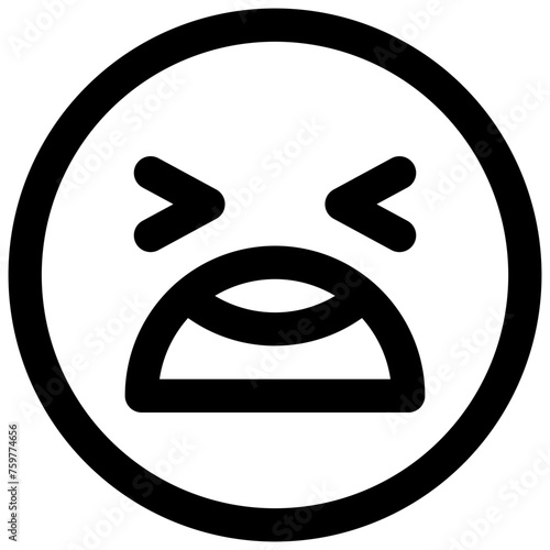 Outraged face. Editable stroke vector icon.
