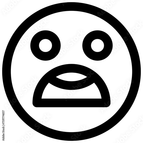 Scared face. Editable stroke vector icon.