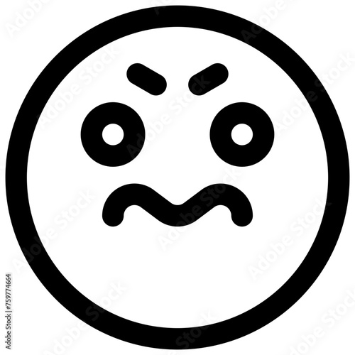 Pouting face. Editable stroke vector icon.
