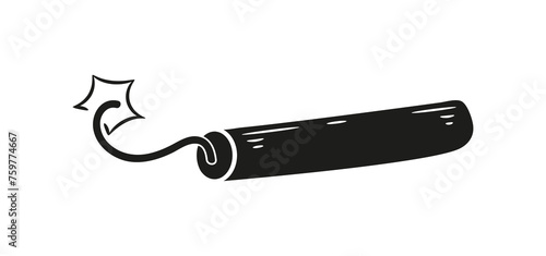 Bomb doodle vector with fire. Comic dynamite explodes in sketch style. Bombs explosion icon