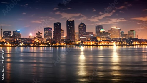 Wallpaper Mural Miami city skyline at dusk with reflection on water, Florida, USA, Skyline of New Orleans with Mississippi River at Dusk, AI Generated Torontodigital.ca