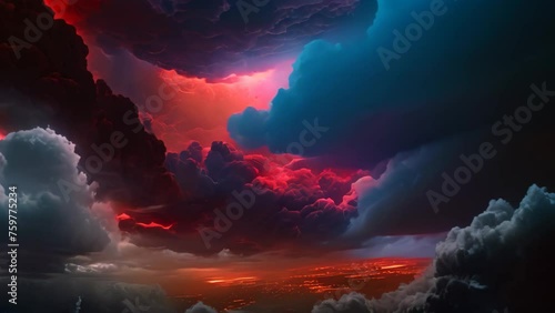 Dramatic stormy sky with lightning, 3d render illustration, space storm, AI Generated photo