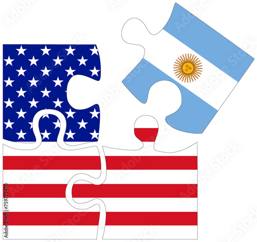 USA - Argentina : puzzle shapes with flags