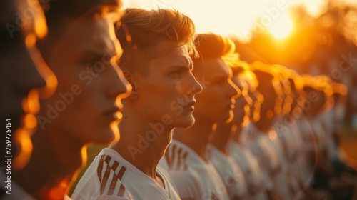 Golden Hour Light on Row of Athlete Busts