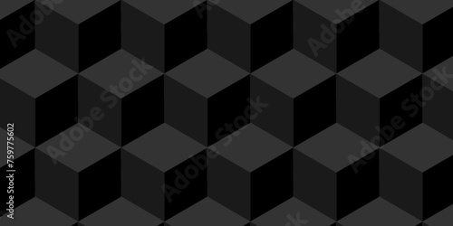 Vector dynamic square cube geometric structure hexagon modern block black backdrop design. Abstract cubes geometric tile and mosaic wall or grid backdrop hexagon technology wallpaper background. 