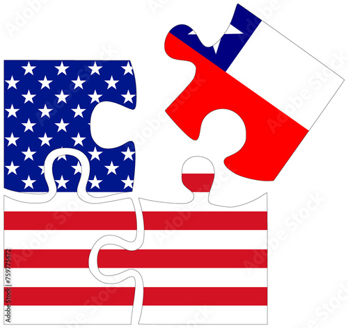 USA - Chile : puzzle shapes with flags