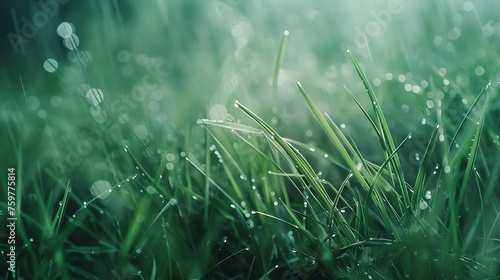 Generative AI : Grass in the morning wet macro