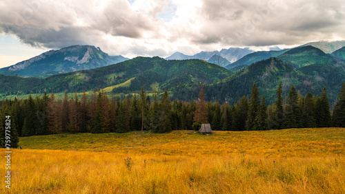 Tatra Mountains, Poland. Panorama of a mountain landscape. Late summer mountain view 