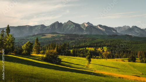 Fototapeta Naklejka Na Ścianę i Meble -  Tatra Mountains, Poland. Panorama of a mountain landscape. Late summer mountain view	