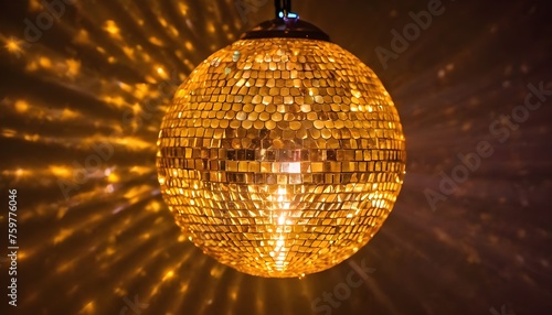 Éclairant la salle de réception du mariage élégant, la boule à facette ambre crée une atmosphère chaleureuse et romantique photo