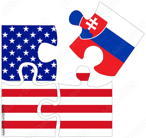 USA - Slovakia : puzzle shapes with flags