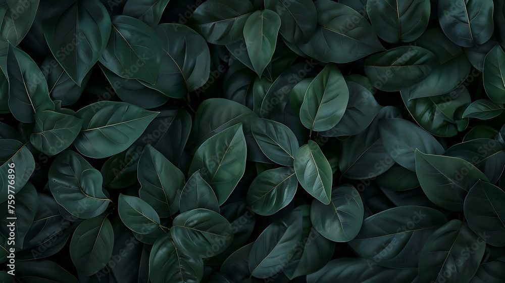 Generative AI : Dark green leaf texture, Natural green leaves using as nature background wallpaper