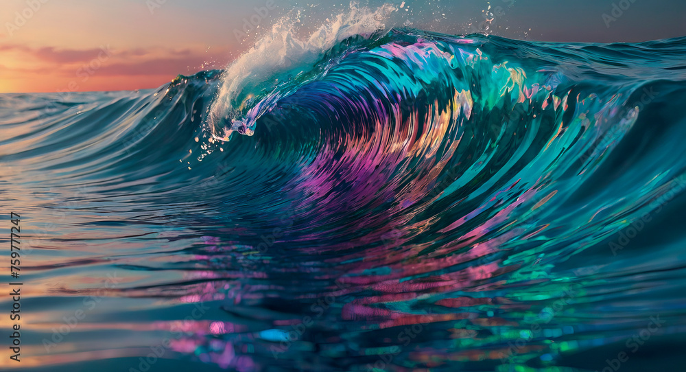 Seascape with beautiful waves - obrazy, fototapety, plakaty 