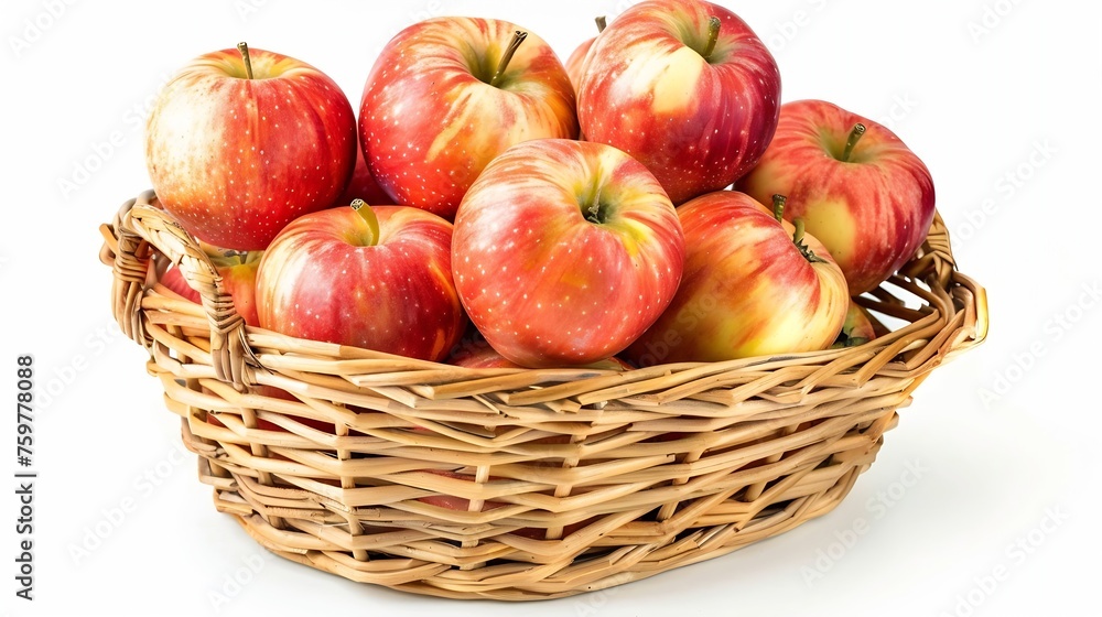 Generative AI : Jonagold apples in a basket on white background