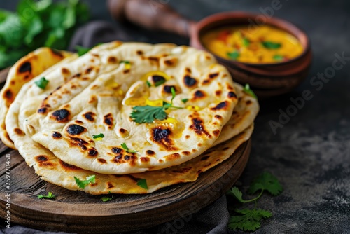 indian food chapati with curry photo