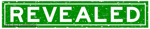 Grunge green revealed word square rubber seal stamp on white background