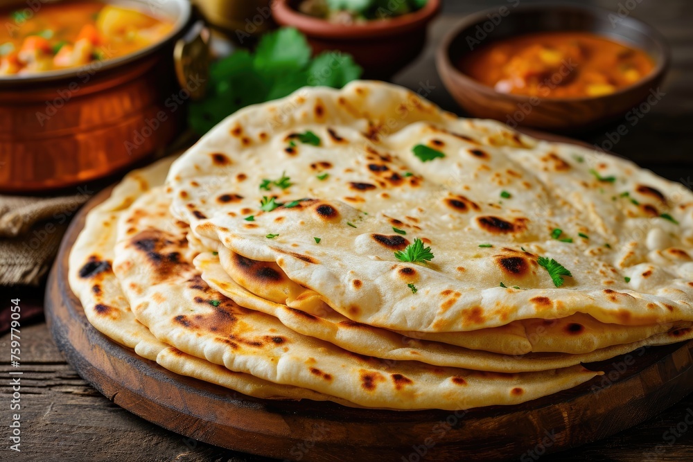paksitan food chapati with curry paksitan food chapati with curry