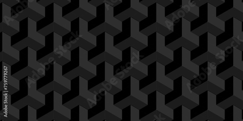 Abstract cubes geometric tile and mosaic wall or grid backdrop hexagon technology wallpaper background. Black and gray geometric block cube structure backdrop grid triangle texture vintage design.