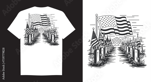 Memorial Day tribute vector illustration, Memorial Day T-shirt vector. Generative AI