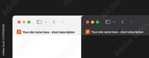 Favicon template in dark theme in web browser. To insert your logo or icon