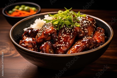 rice with barbeque chicken