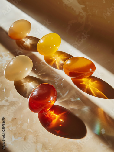 Radiant Amber Orbs in Sunlight photo