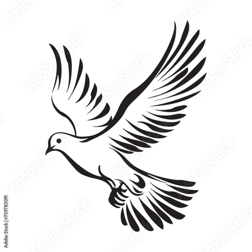 Dove of Peace Vector, isolated on white background