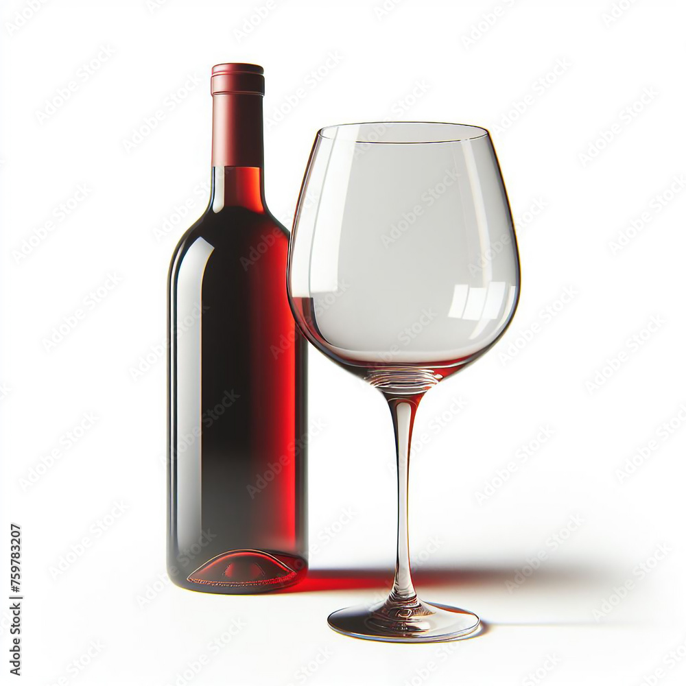 A wine glass empty Bottle, isolated, on white background A wine glass empty Bottle, isolated, on white background